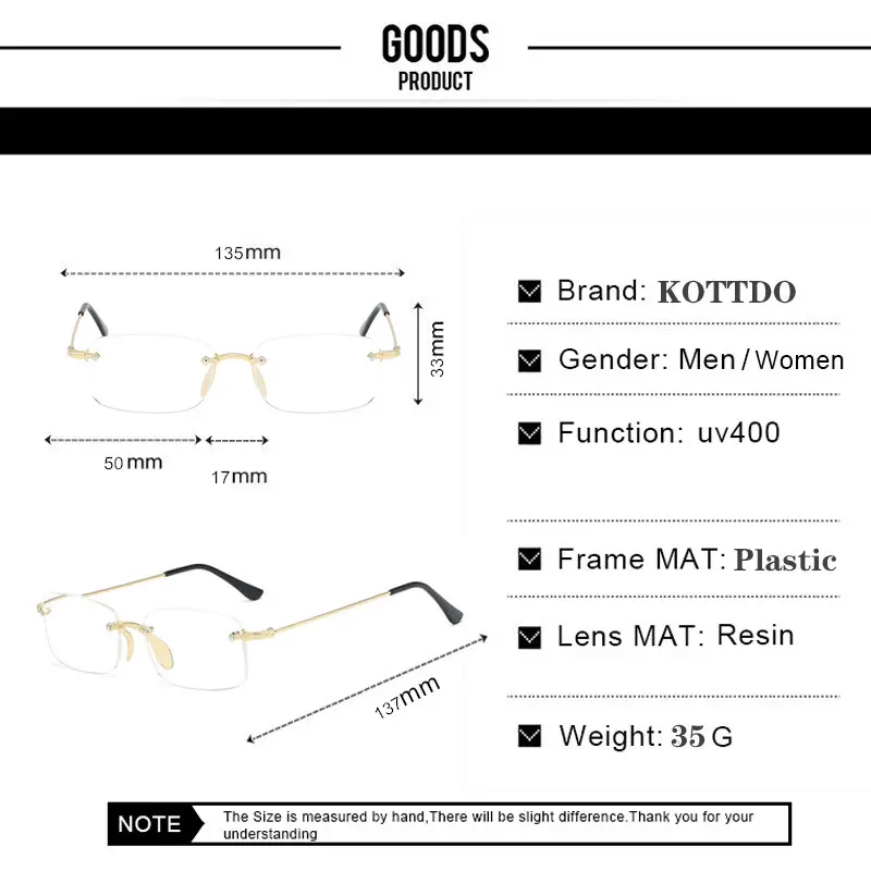 Borderless Reading Glasses Men Business Metal Glasses for Reader Mens Presbyopia Optical Eyeglasses +1.0 1.5 2.0 2.5 3.0 3.5 4.0