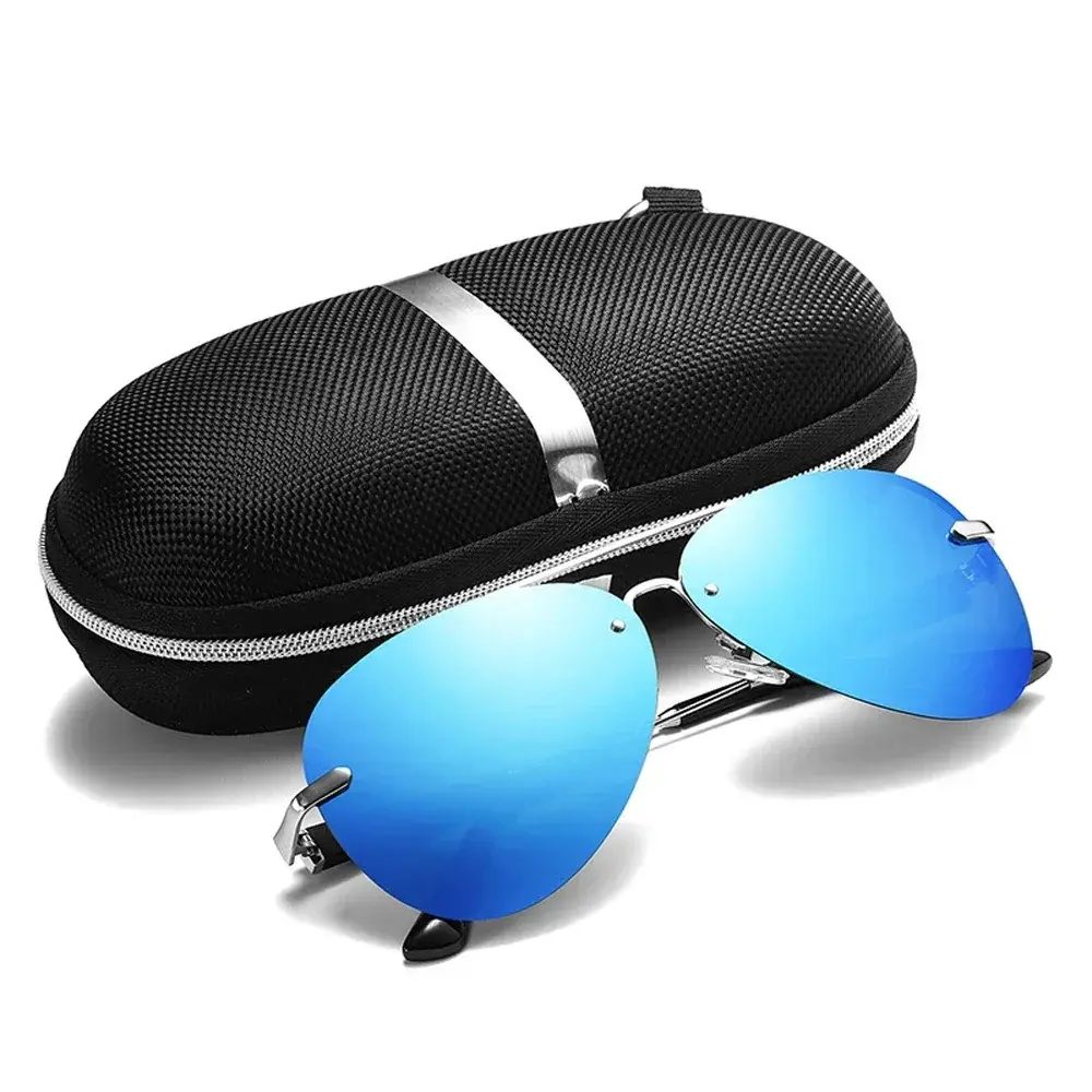 Luxury Brand Sunglasses Men Polarized Driving Coating Glasses Metal Rimless Sun glasses For Men Gafas De Sol Hombre