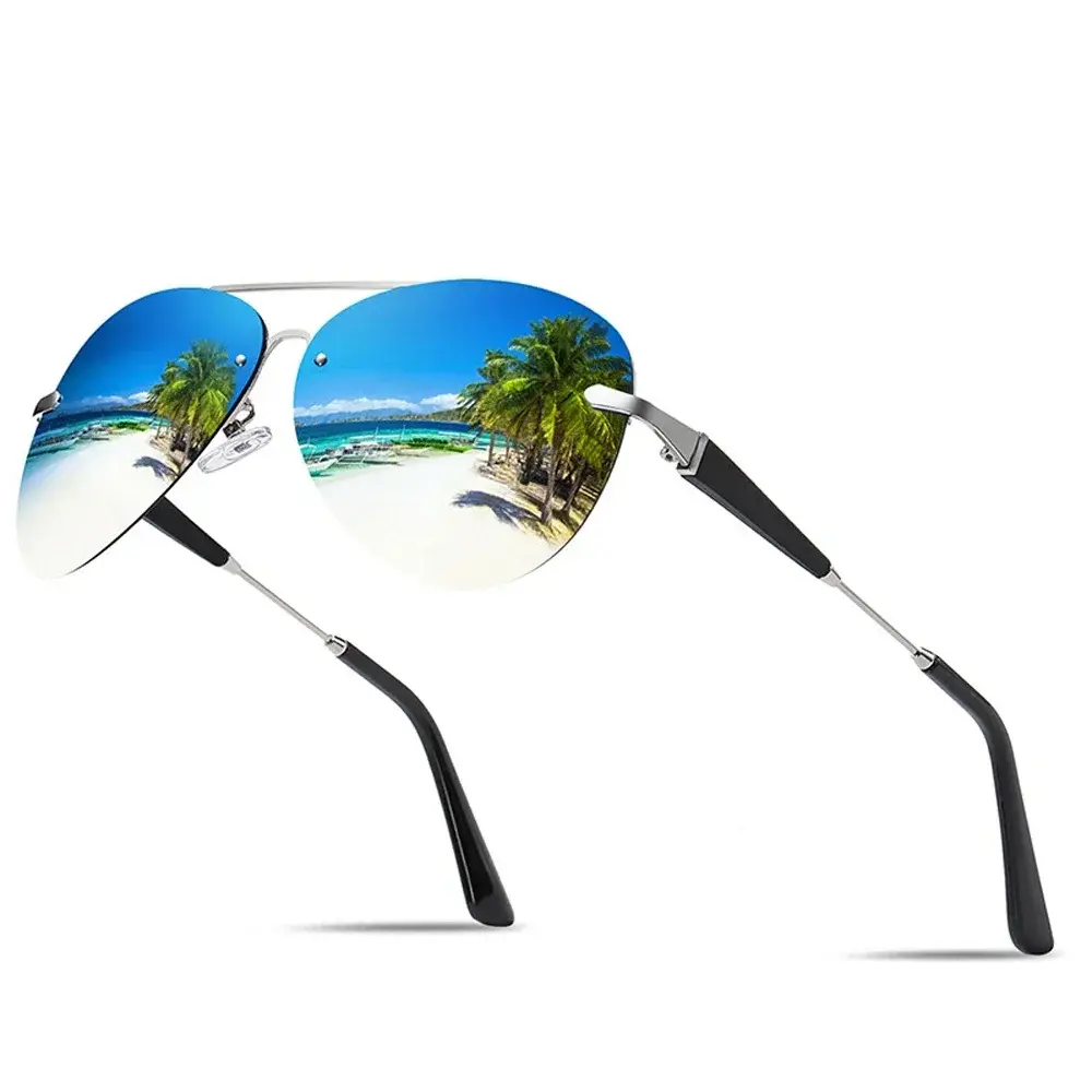Luxury Brand Sunglasses Men Polarized Driving Coating Glasses Metal Rimless Sun glasses For Men Gafas De Sol Hombre