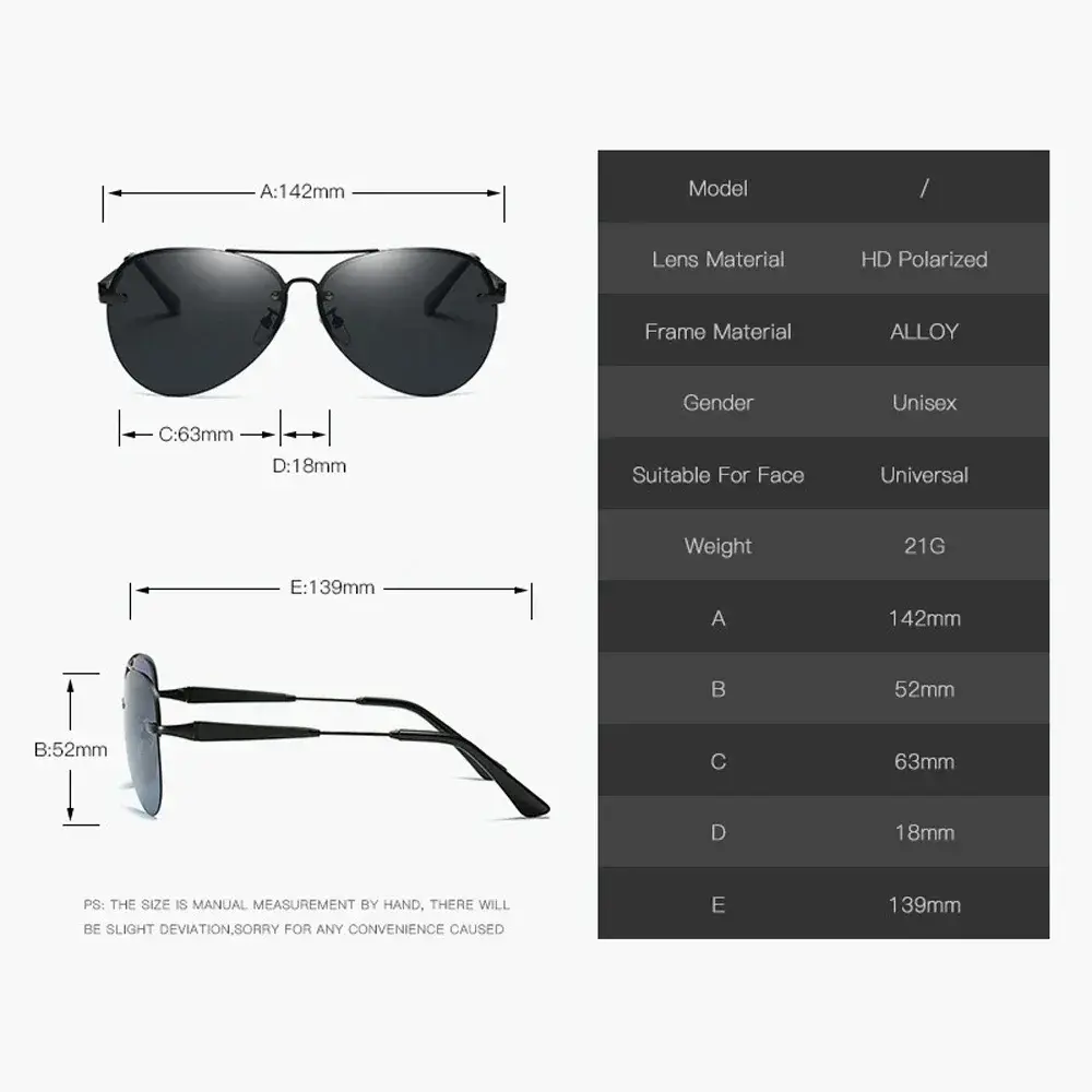 Luxury Brand Sunglasses Men Polarized Driving Coating Glasses Metal Rimless Sun glasses For Men Gafas De Sol Hombre