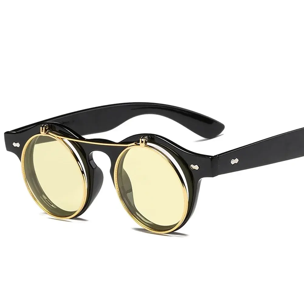 Steampunk Sunglasses Women Round Glasses Goggles Men Side Visor Circle Lens Unisex Vintage Retro Style Punk Oculos De Sol
