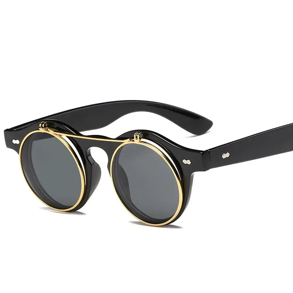 Steampunk Sunglasses Women Round Glasses Goggles Men Side Visor Circle Lens Unisex Vintage Retro Style Punk Oculos De Sol