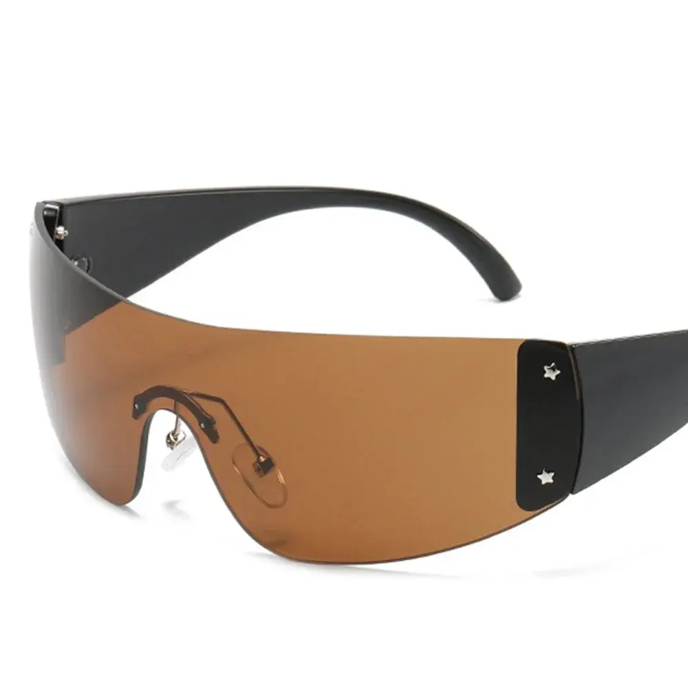 2000's Female Designer Punk Sunglasses Wrap Around Shades Eyewear UV400 Luxury Brand Sun Glasses
