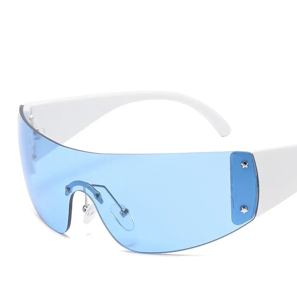 2000's Female Designer Punk Sunglasses Wrap Around Shades Eyewear UV400 Luxury Brand Sun Glasses