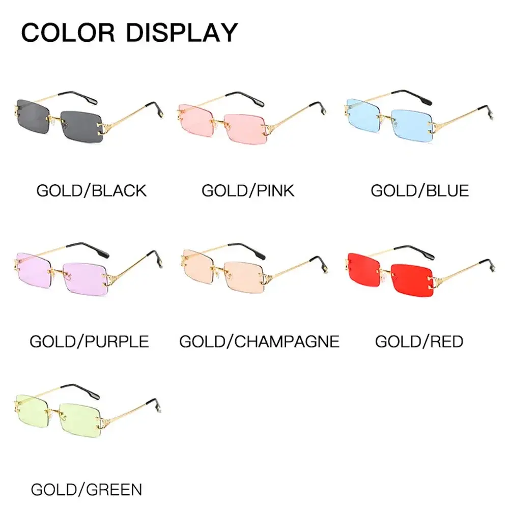 MUSELIFE Narrow Sunglasses Men Rimless Summer 2025 Red Blue Black Rectangular Sun Glasses For Women Small Face Hot Selling