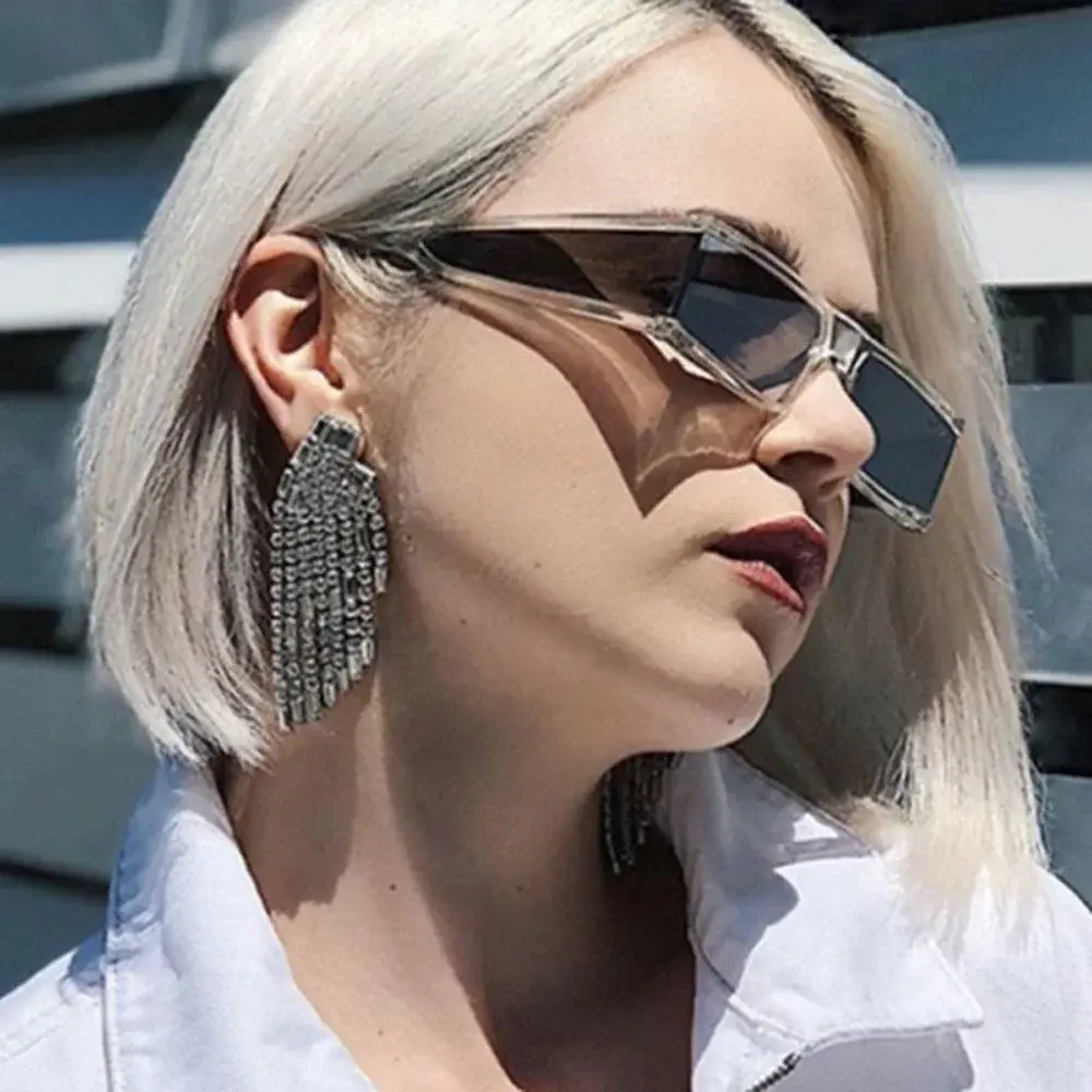 Fashion Rectangle Sunglasses Women New Oversized Mirror Men Shades Glasses Luxury Brand Trend Unique Female Eyewear