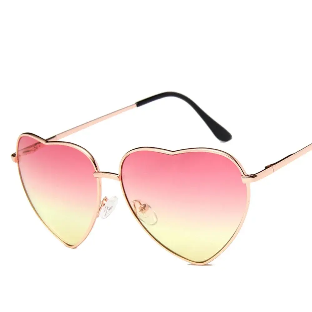 Retro Big Heart Sunglasses Women Vintage Metal Color Fashion Designer Sun Glasses Female