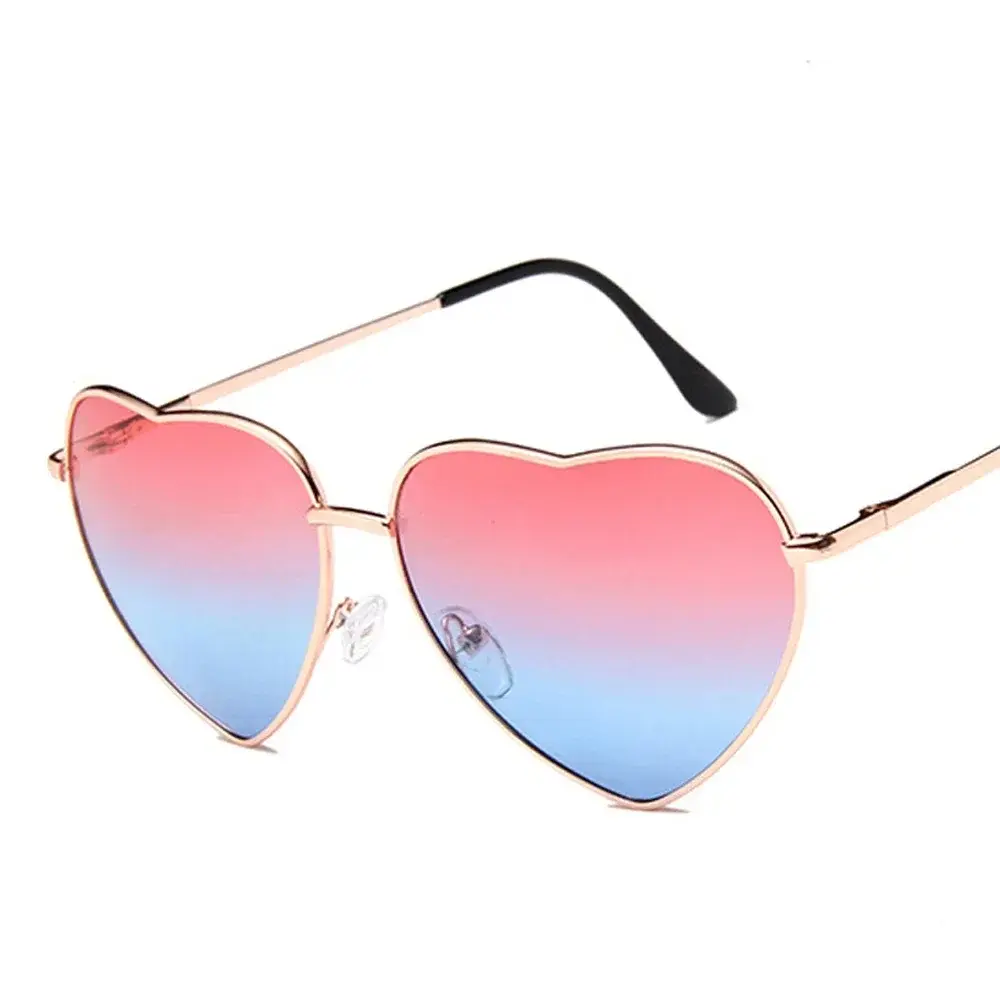 Retro Big Heart Sunglasses Women Vintage Metal Color Fashion Designer Sun Glasses Female