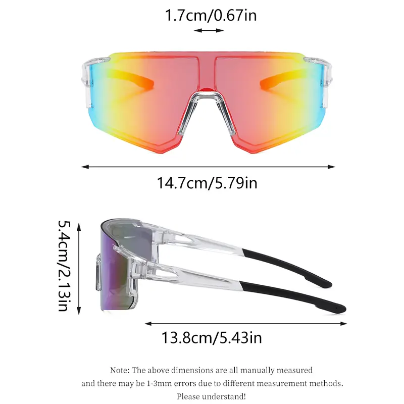 RUISIMO Oversized Sports Sunglasses Men 2025 New in Punk Mirror Outdoor Skiing Goggle Trendy Wrapped Round Anti-UV Riding Shades
