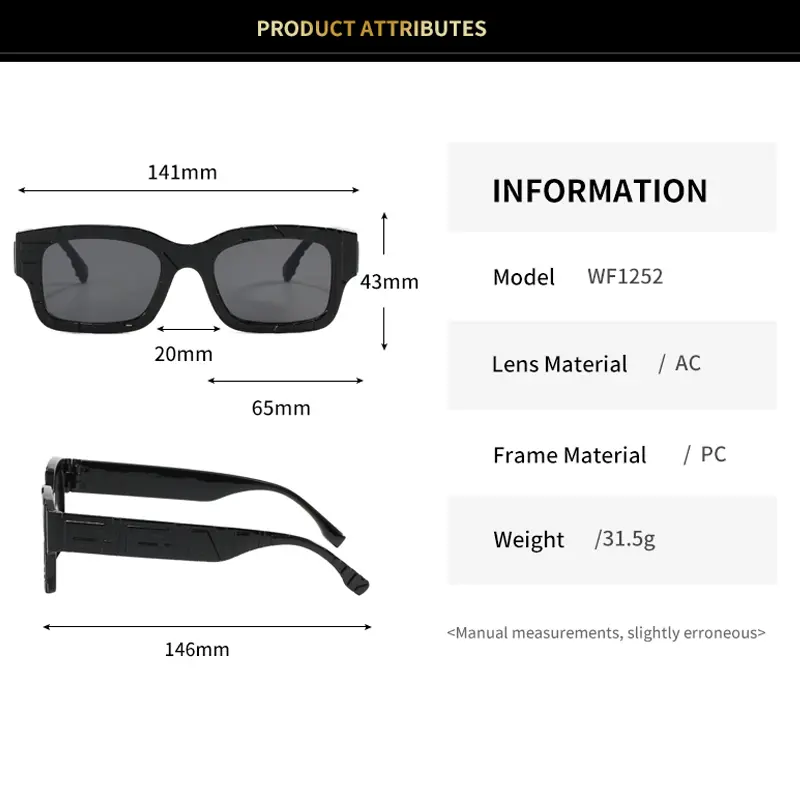 2PACK New Square Sunglasses Vintage Women Fashion Female Sun Glasses Men Shades UV400 Luxury Brand Male Fishing Glasses