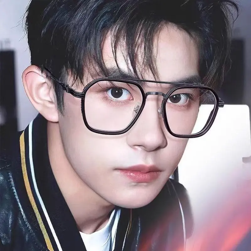 Oversized Metal Retro Fashion Anti Blue Light Glasses for Men Women Double Beam Anti Radiation Computer Mirror Reading Eyewearr