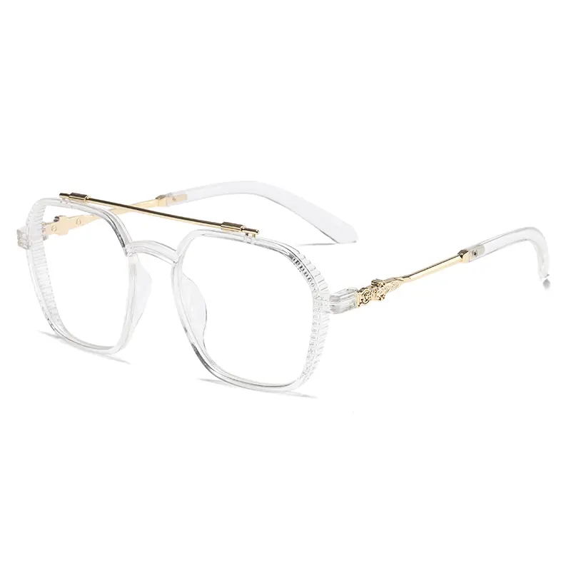 Oversized Metal Retro Fashion Anti Blue Light Glasses for Men Women Double Beam Anti Radiation Computer Mirror Reading Eyewearr