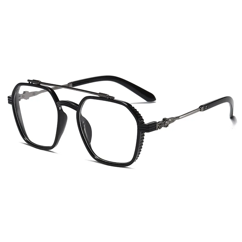 Oversized Metal Retro Fashion Anti Blue Light Glasses for Men Women Double Beam Anti Radiation Computer Mirror Reading Eyewearr