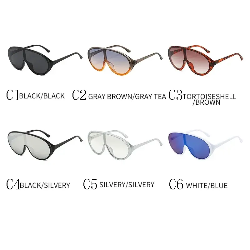 New One-piece Oversized Punk Sunglasses Women Luxury Brand Square Shield Sun Glasses for Men Wrap Around Goggle Eyewear Shades