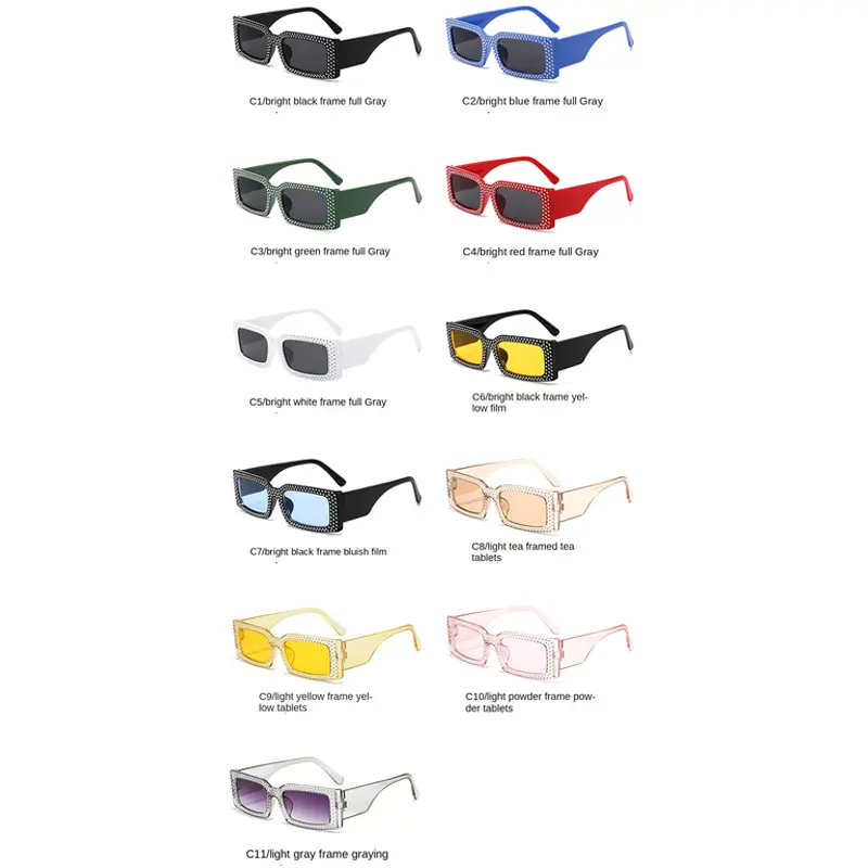 2PACK Trendy New Modern Diamond Glasses Fashionable Small Frame Square Sunglasses Women European and American Hip Hop Sunglasses