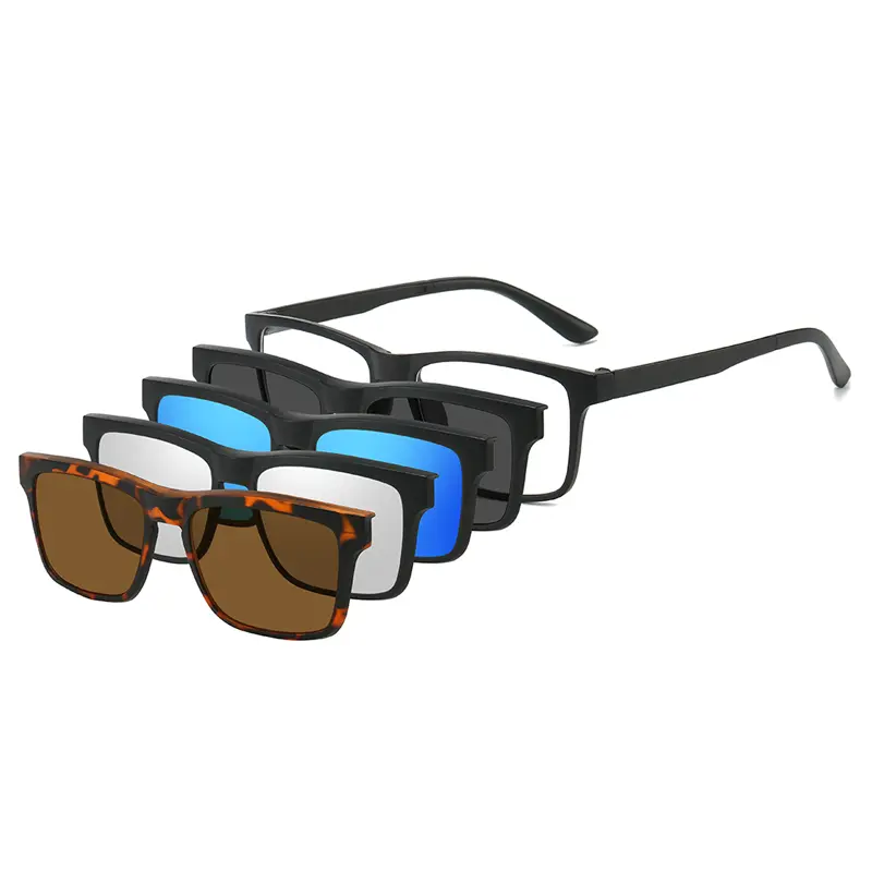 PC 5In 1 New Style Magnet Clip On Glasses Frame Trend fishing Driving Sunglasses For Men 2024 Optical Computer Glasses UV400