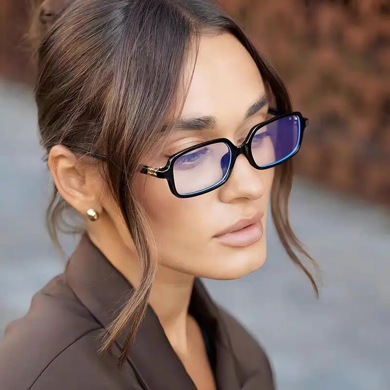 Rectangle Anti Blue Light Blocking Glasses Women's Clear Blue-ray Filter Glasses Leopard Print Eyeglass Anti Radiation