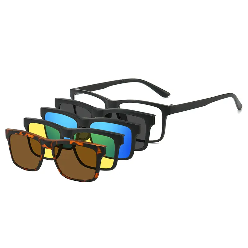 PC 5In 1 New Style Magnet Clip On Glasses Frame Trend fishing Driving Sunglasses For Men 2024 Optical Computer Glasses UV400