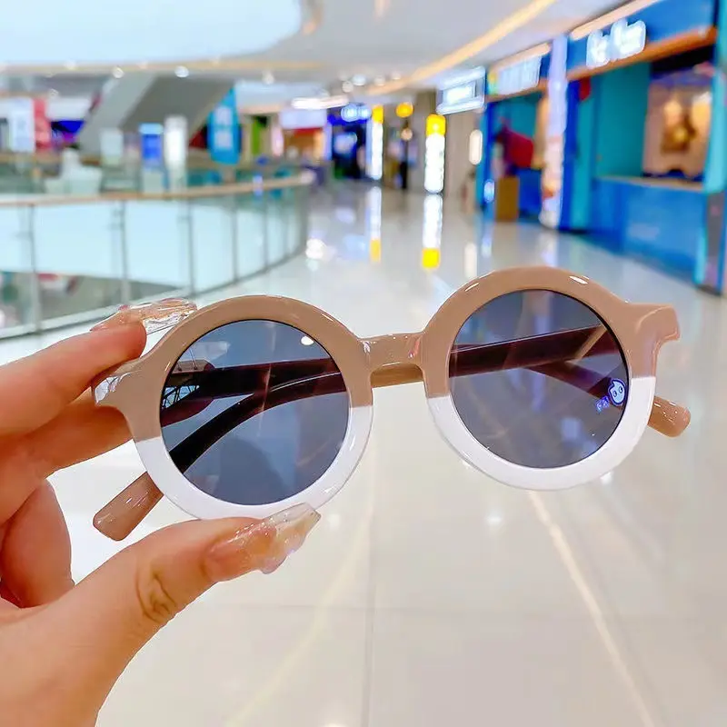 New Splicing Colour Round Cute Kids Sunglasses UV400 Boy Girls 1-7 Years Old Lovely Baby Sun Glasses Children Oculos De Sol