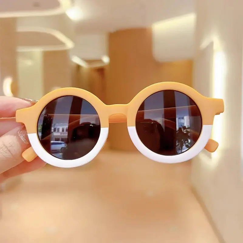 New Splicing Colour Round Cute Kids Sunglasses UV400 Boy Girls 1-7 Years Old Lovely Baby Sun Glasses Children Oculos De Sol