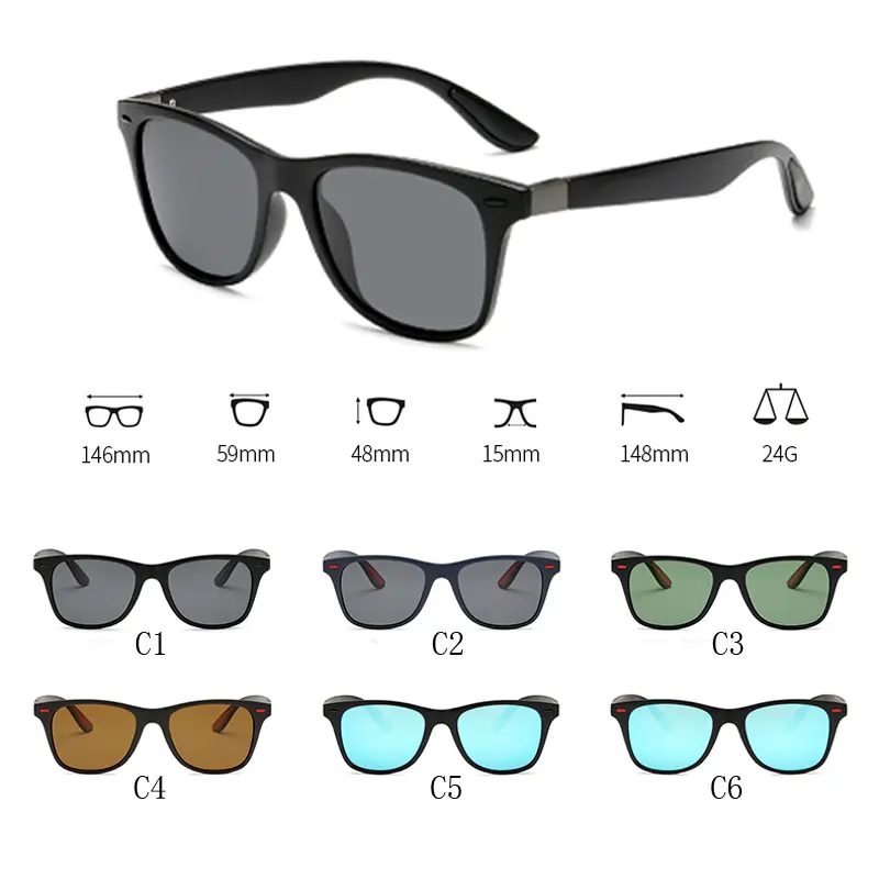 Polarized Sunglasses Men Women Classic Square Plastic Driving Sun Glasses Male Fashion Black Shades UV400