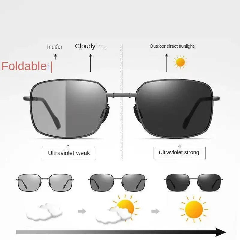 New 2024 High-quality Fashion Foldable Polarized Sunglasses Men Women Vintage Portable Folding Metal Frame Sun Glasses UV400