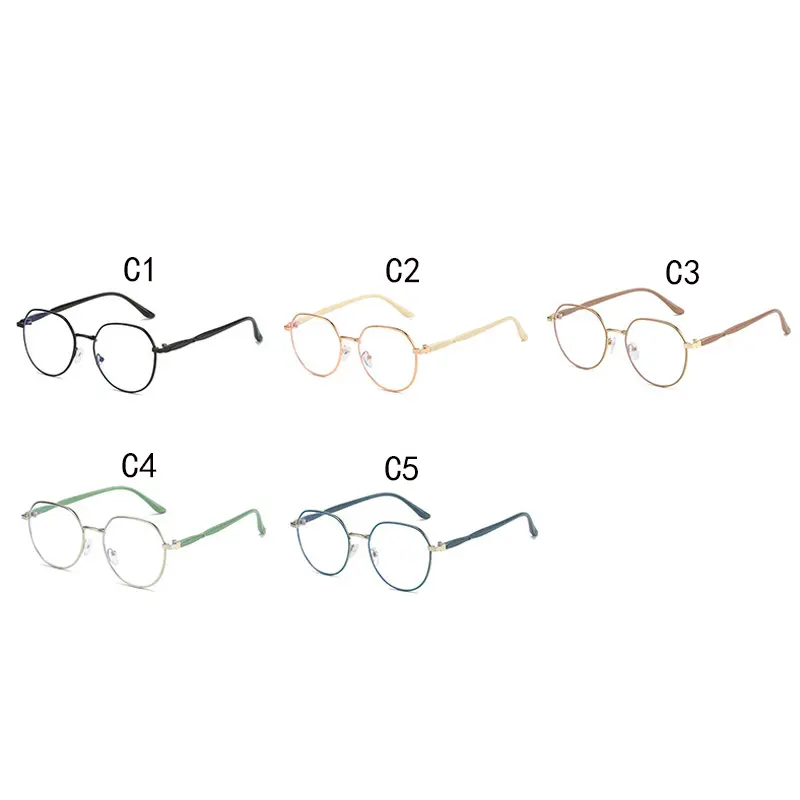 Photochromic Blue Light Blocking Glasses Women UV400 Anti Glare Retro Round Metal Glasses Frame Vintage Anti blue light Computer