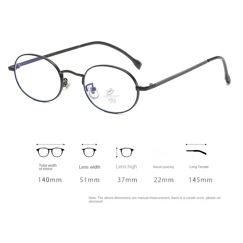 Vintage Anti-Blue Light Glasses Women's Oval Metal Frame Brand Designer Fashion Y2K Woman Metal Optical Frames Computer Glasses