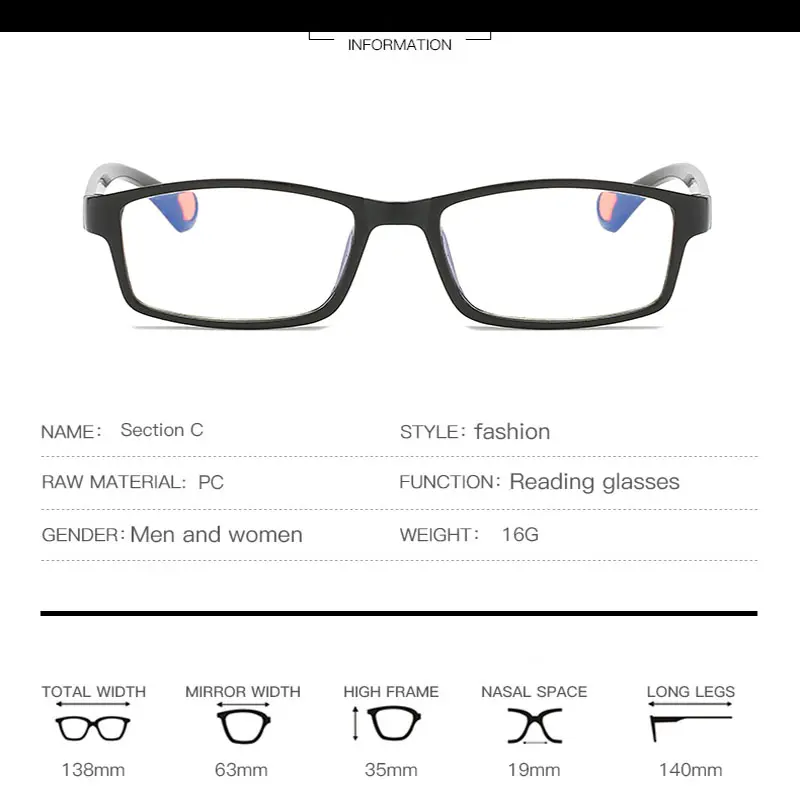 10 Pcs Reading Glasses Men Ultralight Anti Blue Light Presbyopia Eyeglasses Male Hyperopia Optical Eyewear Diopters +100 To+400