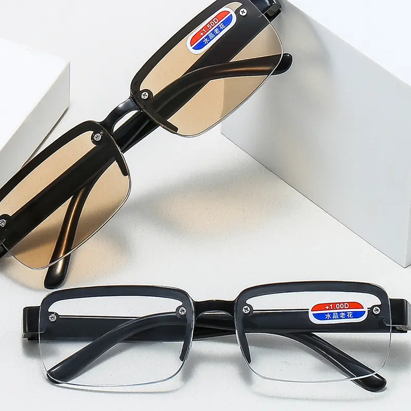 3PCS Half-Rim Reading Glasses Men Women artificial Crystal Glass Lens Presbyopia Glasses +100 To +400