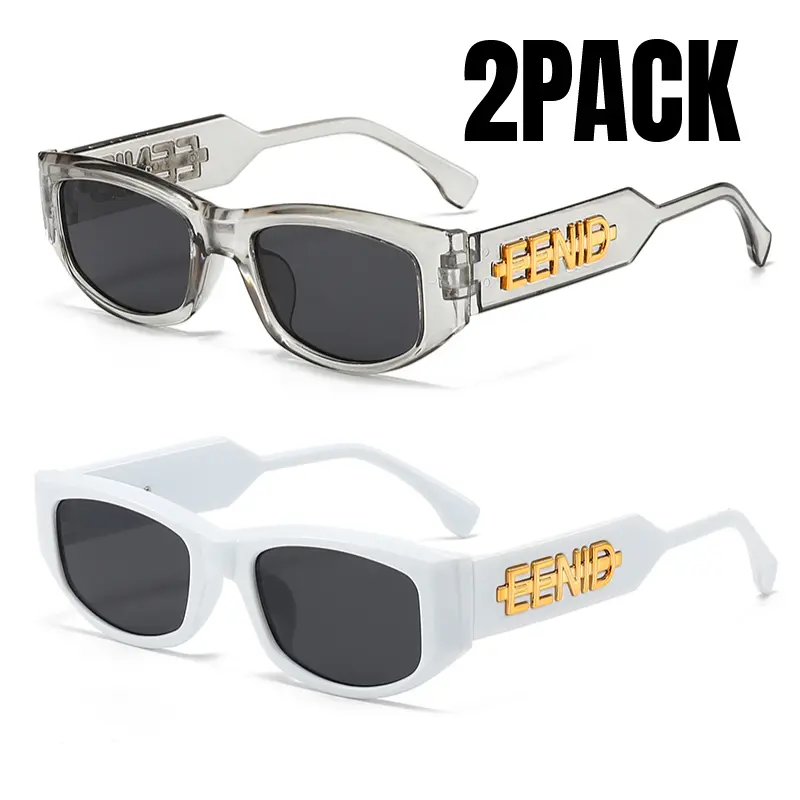 2PACK New Retro Irregular Square Sunglasses for Women Men Fashion Designer Small Frame Sun Glasses Trending Product Shades UV400