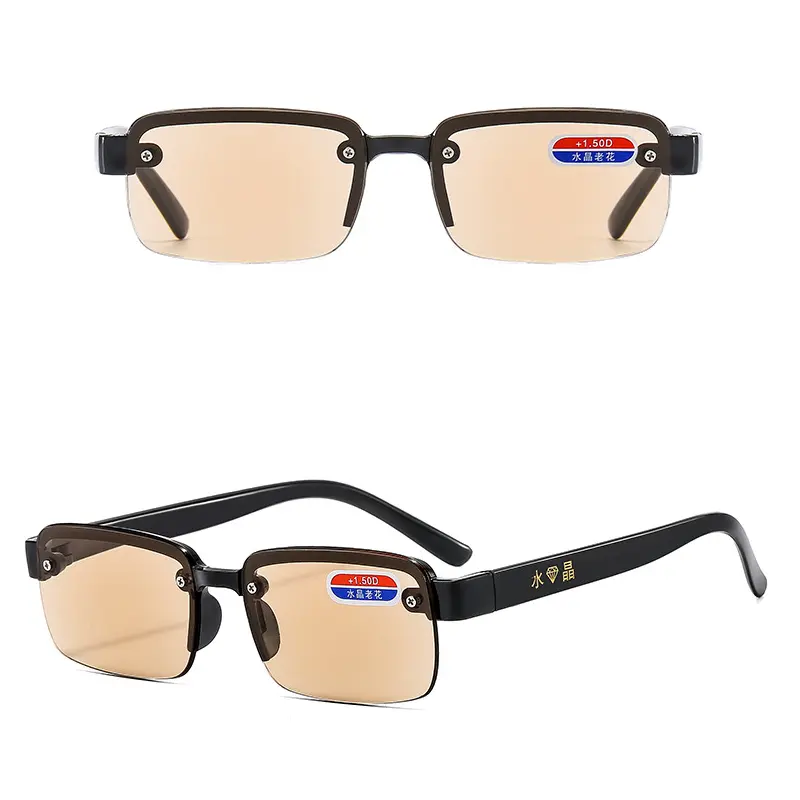 3PCS Half-Rim Reading Glasses Men Women artificial Crystal Glass Lens Presbyopia Glasses +100 To +400