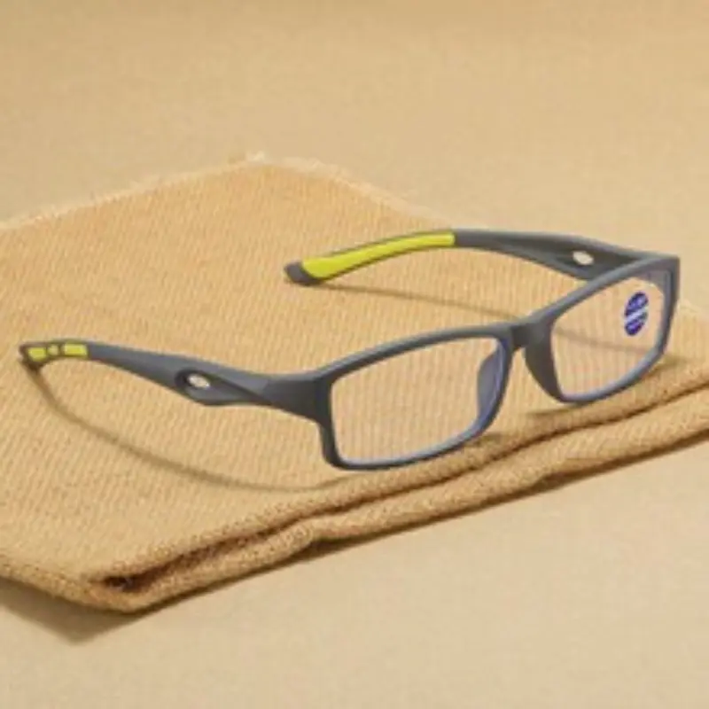 3/5PCS Sport Style Non-Prescription Reading Glasses Anti-Blue Light Rectangular Full Rim Eyewear, PC Frame Material