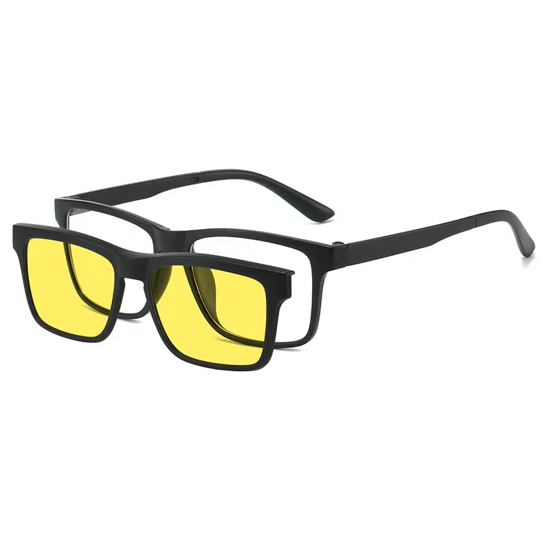 PC 2In 1 New Style Magnet Clip On Glasses Frame Trend fishing Driving Sunglasses For Men 2024 Optical Computer Glasses UV400