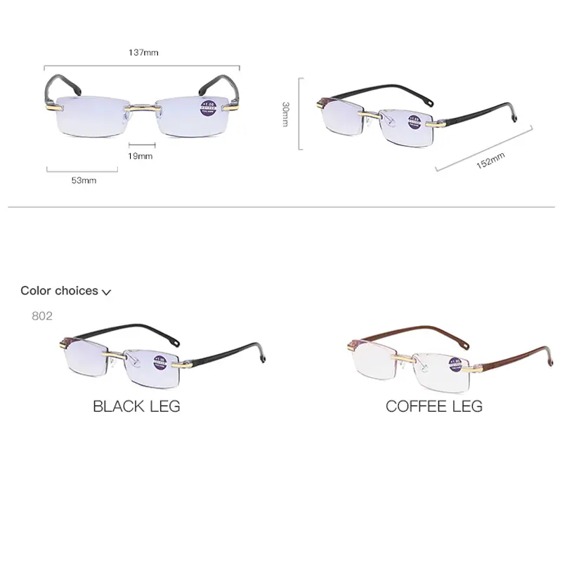 3PCS Ultralight Rimless Reading Glasses Women Men Business Anti-Blu-Ray Computer Reading Glasses Presbyopia Reader +1.0 To +4.0
