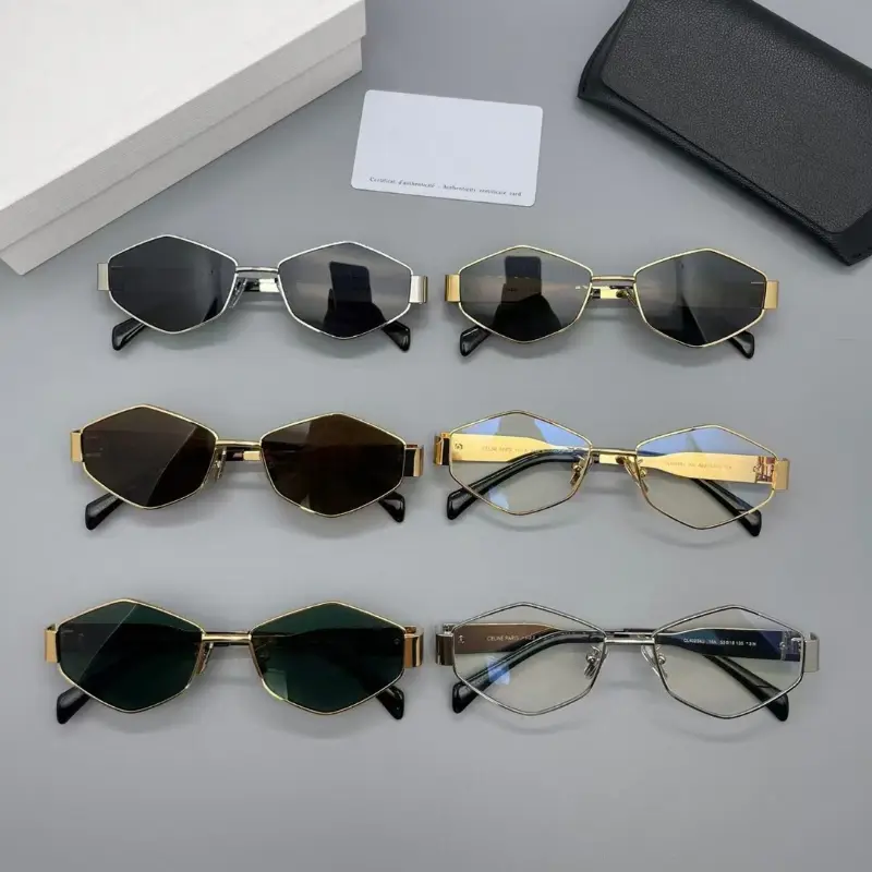 Metal Small Frame Polygonal Women's Sunglasses Fashion Punk Rhombus Sun Glasses For Women Trendy 2024 Vintage Diamond Eyewear