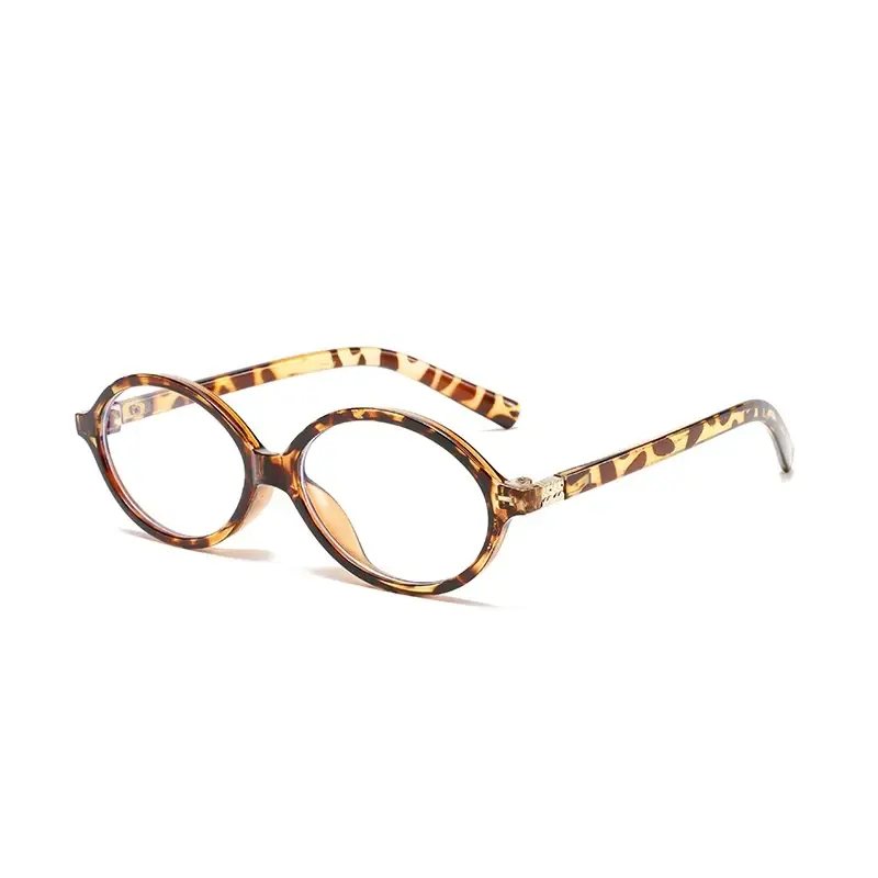 Sexy Small Oval Leopard Sunglasses Women Lovely Ins No Makeup Plain Glasses Frame Men Eyewear Cute Decorative Computer Glasses