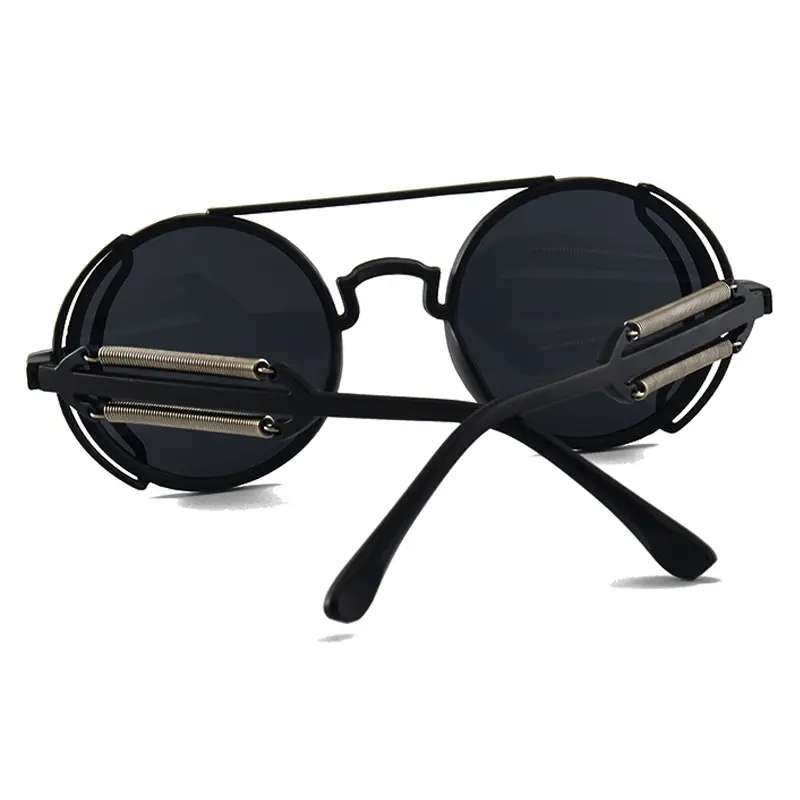 2023 New Steampunk Sunglasses Men Round Red Lens Punk Sun Glasses Black Gothic Style Women UV400 Shades