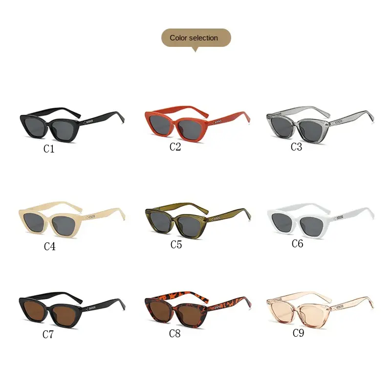 New Vintage Cat Eye Sunglasses Woman Retro Shades Black Sun Glasses Female Fashion Small Frame Mirror Square Oculos De Sol
