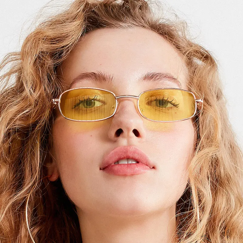 Retro Small Oval Women's Sunglasses Brand Shades 2024 Classic Candy Color Metal Rectangular Sun Glasses Fashion Eyewear