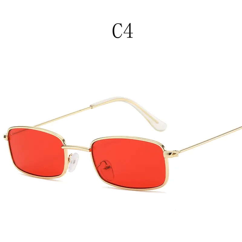 Retro Small Oval Women's Sunglasses Brand Shades 2024 Classic Candy Color Metal Rectangular Sun Glasses Fashion Eyewear
