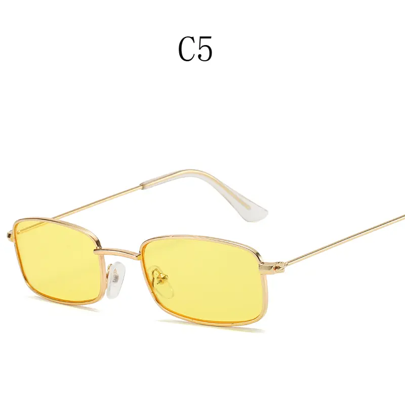 Retro Small Oval Women's Sunglasses Brand Shades 2024 Classic Candy Color Metal Rectangular Sun Glasses Fashion Eyewear