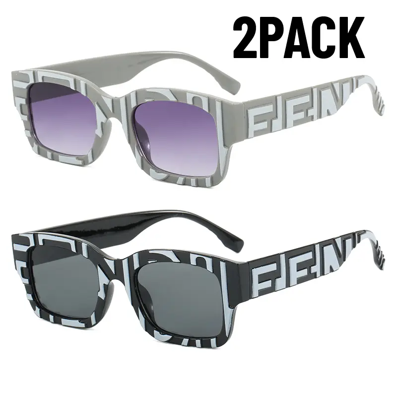 2PACK New Trendy Square Sunglasses Women Fashion PARTY Gradient Suneyeglass Outdoor Travel UV Protection Glasses Gafas De Sol
