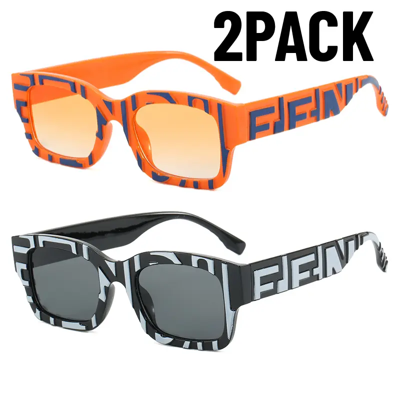 2PACK New Trendy Square Sunglasses Women Fashion PARTY Gradient Suneyeglass Outdoor Travel UV Protection Glasses Gafas De Sol
