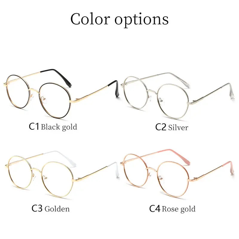 Fashion Vintage Men Women Metal Frame Glasses Photochromic Retro Oversized Round Circle Eyeglasses Outdoor Driving Eyewear