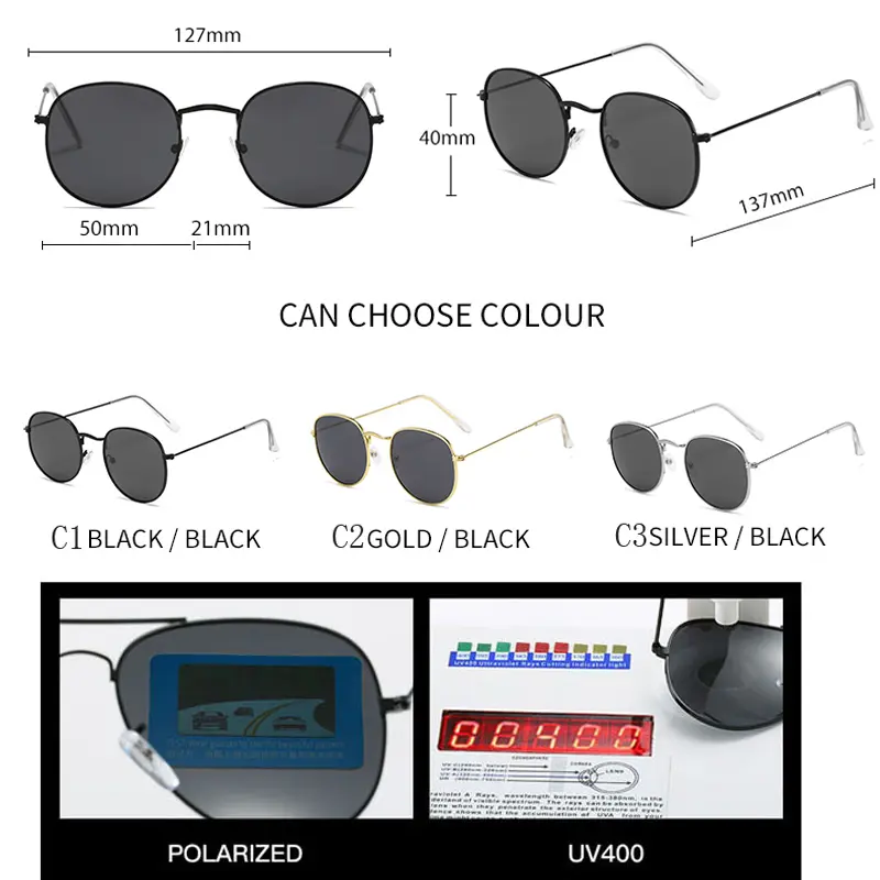 Men Metal Polarized Sunglasses Women Vintage Sun Glasses Female Fashion Square Eyeglasses Brand Designer UV400 Gafas De Sol 2023