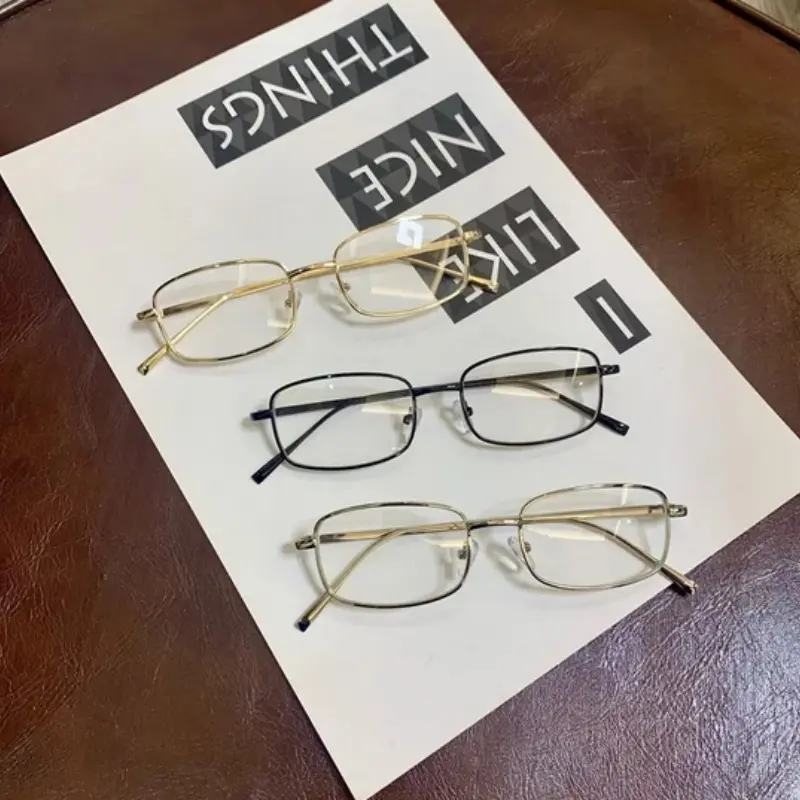 Y2K Harajuku Small Square Frame Glasses Women Retro Metal Eyeglasses Clear Spectacle Decorative Eyewear