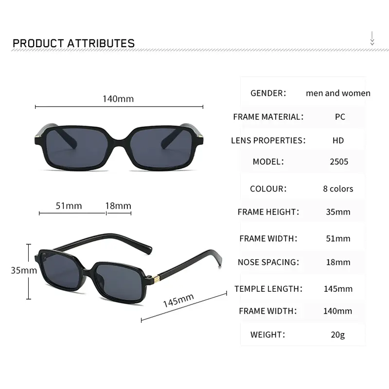 Sexy Small Rectangle Women's Sunglasses 2025 New Fashion Leopard Brown Hot Sun Glasses Female Retro Colorful Shade Eyeglass