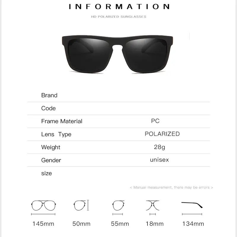 Luxury Men's Polarized Sunglasses Brand Designer Square Vintage Driving Sun Glasses UV400 Male Eyewear SunGlasses for Women Men