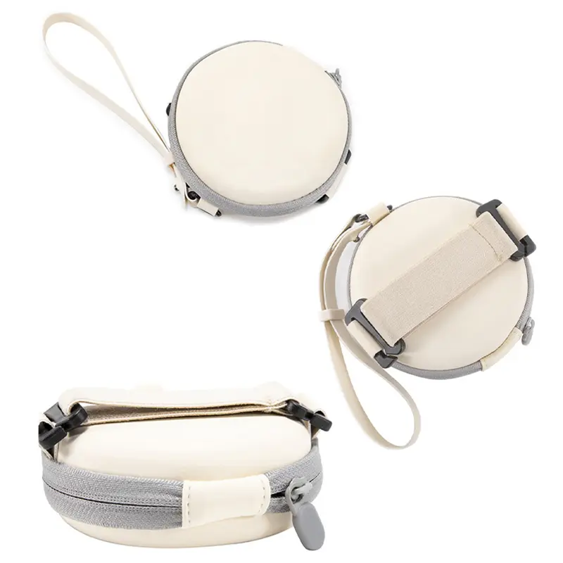 Folding Glasses Case Round Storage Bag Portable Leather Zipper Pouch Travel Sunglasses Reading Glasses Small Storage Bag